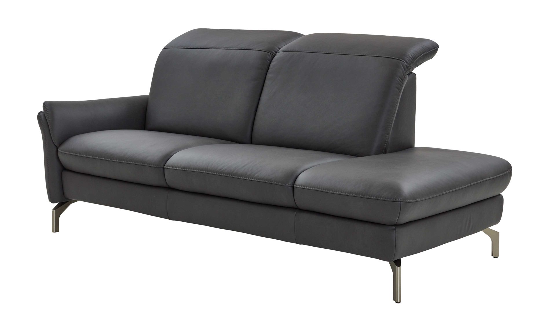 Recamiere Steinpol polsteria aus Leder in Anthrazit Polsterprogramm Relaxa Trend 2.0 - Recamiere anthrazitfarbenes Leder Evita - Breite ca. 203 cm