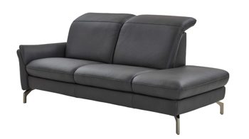 Recamiere Steinpol polsteria aus Leder in Anthrazit Polsterprogramm Relaxa Trend 2.0 - Recamiere anthrazitfarbenes Leder Evita - Breite ca. 203 cm