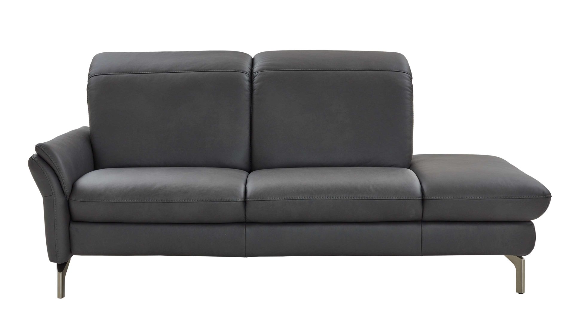 Recamiere Steinpol polsteria aus Leder in Anthrazit Polsterprogramm Relaxa Trend 2.0 - Recamiere anthrazitfarbenes Leder Evita - Breite ca. 203 cm