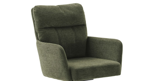 Polsterstuhl Mca furniture aus Stoff in Dunkelgrün Polsterstuhl Utica mit Drehfunktion olivfarbene Chenille & mattschwarzes Metall