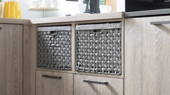 Einbauküche culineo® aus Holz in Holzfarben Culineo® Einbauküche C371 mit PROGRESS Einbaugeräten Eiche Bergamo & Schiefergrau - Stellfläche ca. 275 x 305 cm