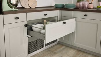 Einbauküche culineo® aus Holz in Hellgrau Culineo® Einbauküche C684 mit gorenje  Einbaugeräten Steingrau - Stellfläche ca. 420 x 335 cm