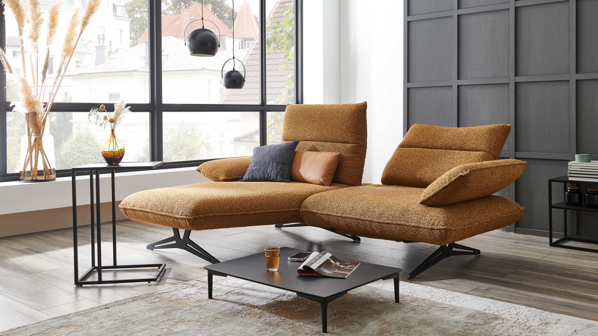 Ecksofa Koinor aus Stoff in Hellbraun KOINOR Polstermöbel Serie Caio - Ecksofa hellbrauner Stoffbezug Intense 35 & Metallfüße - Stellfläche ca. 161 x 236 cm