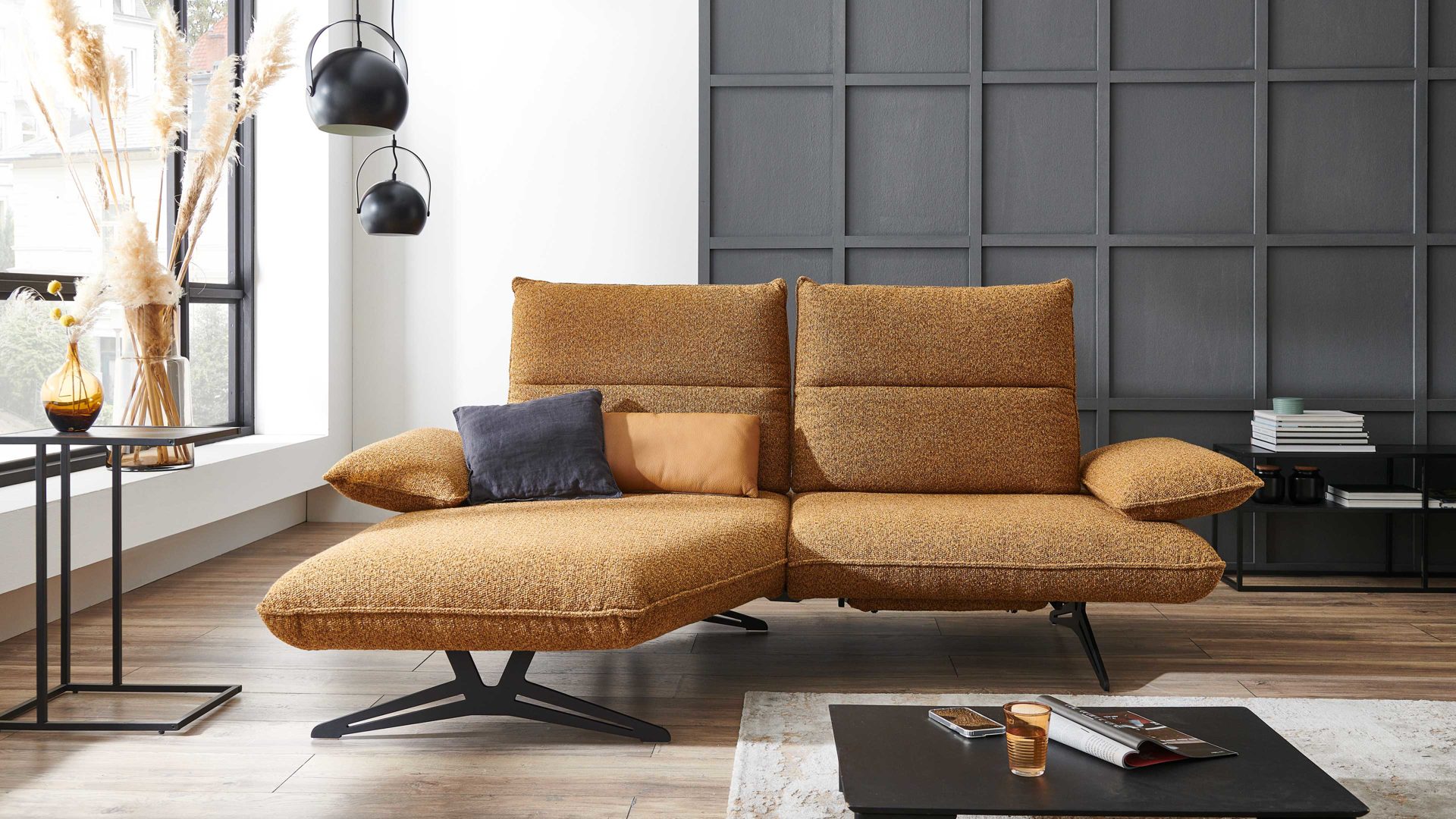 Ecksofa Koinor aus Stoff in Hellbraun KOINOR Polstermöbel Serie Caio - Ecksofa hellbrauner Stoffbezug Intense 35 & Metallfüße - Stellfläche ca. 161 x 236 cm