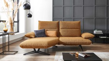 Ecksofa Koinor aus Stoff in Hellbraun KOINOR Polstermöbel Serie Caio - Ecksofa hellbrauner Stoffbezug Intense 35 & Metallfüße - Stellfläche ca. 161 x 236 cm