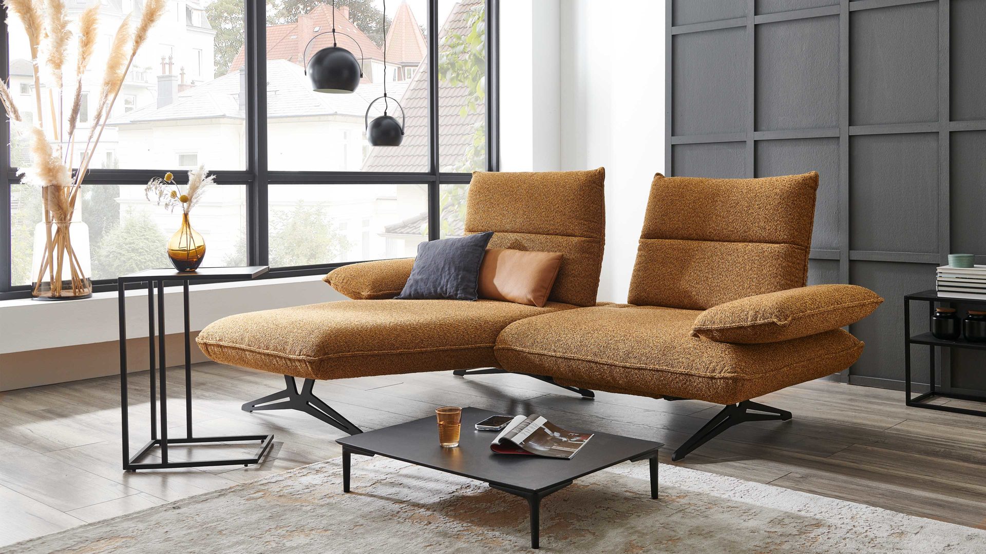 Ecksofa Koinor aus Stoff in Hellbraun KOINOR Polstermöbel Serie Caio - Ecksofa hellbrauner Stoffbezug Intense 35 & Metallfüße - Stellfläche ca. 161 x 236 cm