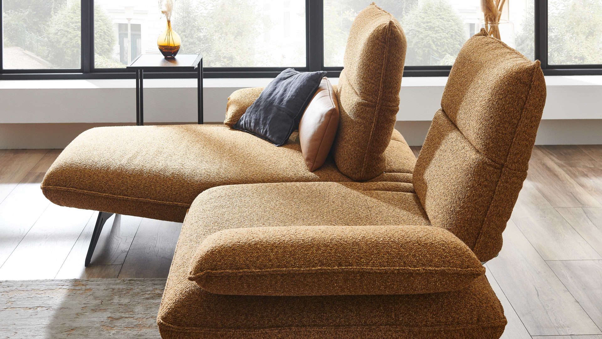 Ecksofa Koinor aus Stoff in Hellbraun KOINOR Polstermöbel Serie Caio - Ecksofa hellbrauner Stoffbezug Intense 35 & Metallfüße - Stellfläche ca. 161 x 236 cm