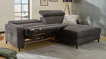 Ecksofa Job aus Stoff in Dunkelgrau Funktions-Ecksofa Doppio dunkelgraue Mikrofaser 415.09 – Stellfläche ca. 247 x 186 cm