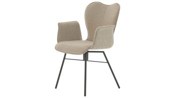 Vierfußstuhl Interliving aus Stoff in Beige Interliving Esszimmer Serie 5115 - Armlehnstuhl mit meliertem Bezug beiger Webstoff Shout 05 & anthrazitfarbenes Metall