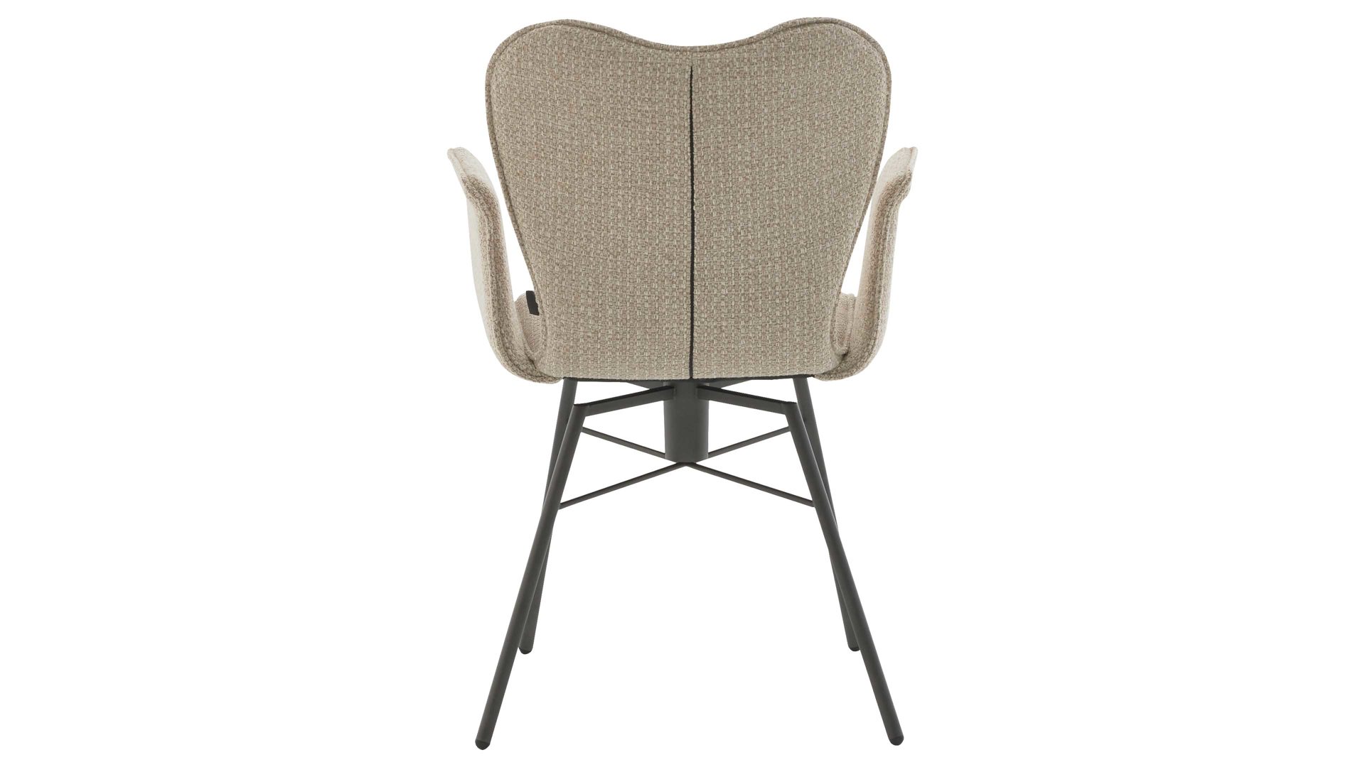 Vierfußstuhl Interliving aus Stoff in Beige Interliving Esszimmer Serie 5115 - Armlehnstuhl mit meliertem Bezug beiger Webstoff Shout 05 & anthrazitfarbenes Metall