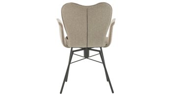 Vierfußstuhl Interliving aus Stoff in Beige Interliving Esszimmer Serie 5115 - Armlehnstuhl mit meliertem Bezug beiger Webstoff Shout 05 & anthrazitfarbenes Metall