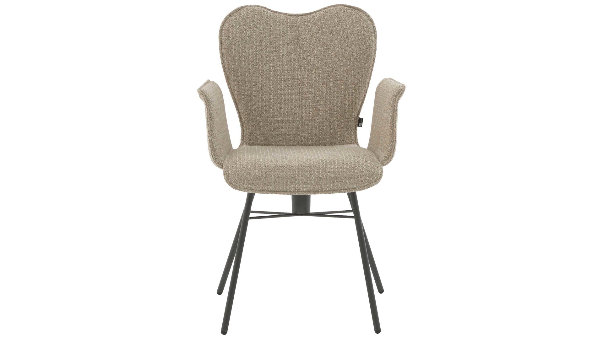 Vierfußstuhl Interliving aus Stoff in Beige Interliving Esszimmer Serie 5115 - Armlehnstuhl mit meliertem Bezug beiger Webstoff Shout 05 & anthrazitfarbenes Metall