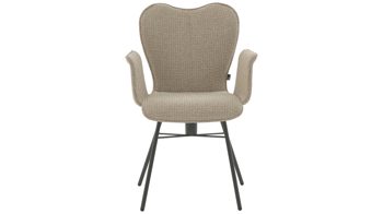 Vierfußstuhl Interliving aus Stoff in Beige Interliving Esszimmer Serie 5115 - Armlehnstuhl Aiko Four A32 beiger Bezug Shout 05 & anthrazitfarbenes Metall