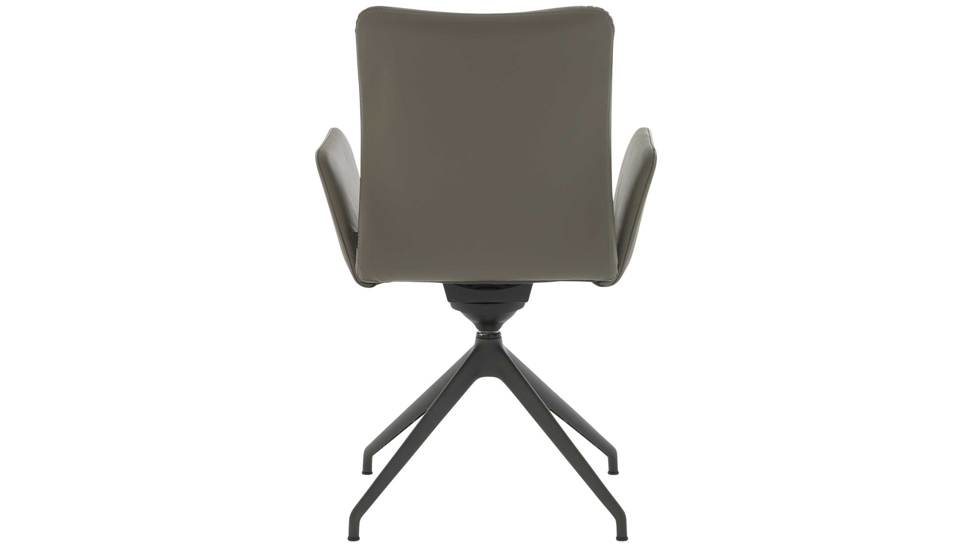 Polsterstuhl Interliving aus Leder in Grau Interliving Esszimmer Serie 5115 - Armlehn-Drehstuhl Vive Donna V39 lavafarbenes Leder & anthrazitfarbenes Metall