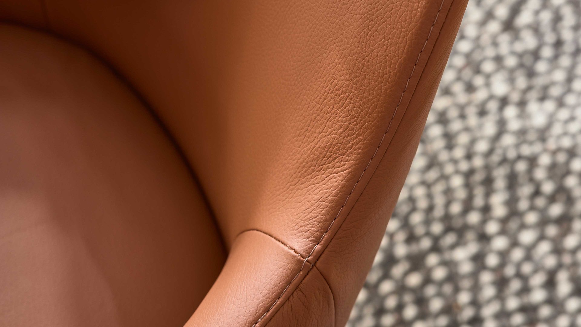 Polsterstuhl Interliving aus Leder in Hellbraun Interliving Esszimmer Serie 5115 - Armlehnstuhl mit Stativgestell sattelfarbenes Leder LD2015 & anthrazitfarbenes Metall