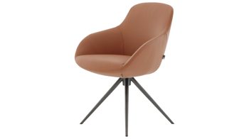 Polsterstuhl Interliving aus Leder in Hellbraun Interliving Esszimmer Serie 5115 - Armlehnstuhl Ravi Stativ R23L sattelfarbenes Leder LD2015 & anthrazitfarbenes Metall