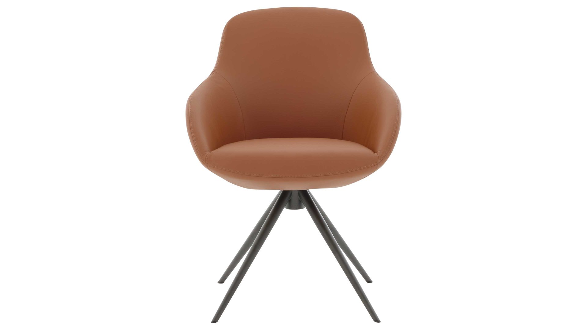 Polsterstuhl Interliving aus Leder in Hellbraun Interliving Esszimmer Serie 5115 - Armlehnstuhl Ravi Stativ R23L sattelfarbenes Leder LD2015 & anthrazitfarbenes Metall