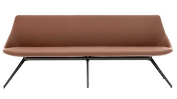 Polsterbank Interliving aus Leder in Hellbraun Interliving Esszimmer Serie 5115 - Polsterbank Ravi R83L sattelfarbenes Leder LD2015 & anthrazitfarbenes Metall - Länge ca. 215 cm