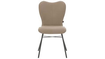 Vierfußstuhl Interliving aus Stoff in Weiß Interliving Esszimmer Serie 5115 - Vierfußstuhl Aiko Four A12 mandelfarbener Bezug Gaucho 02 & anthrazitfarbenes Metall