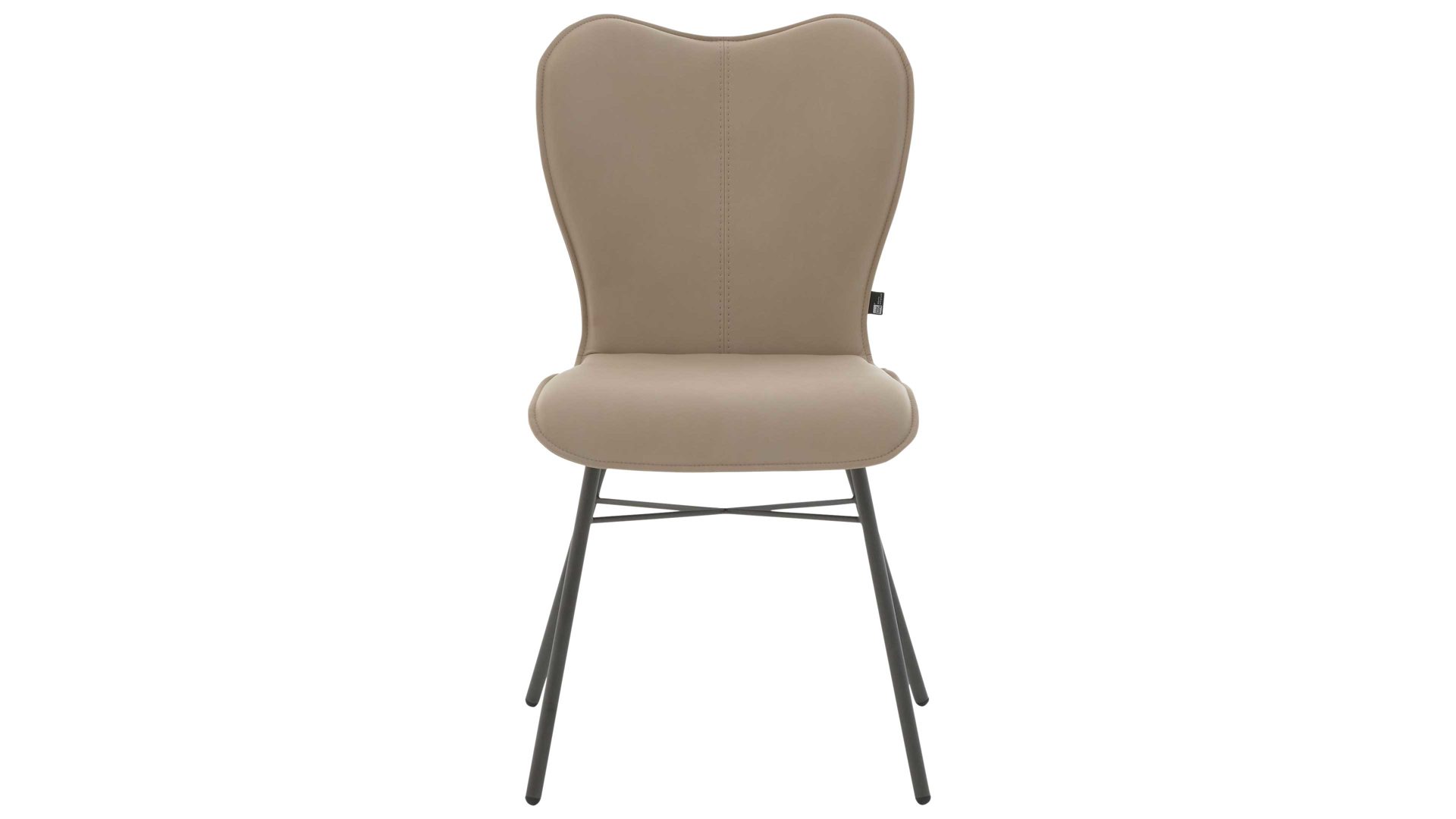 Vierfußstuhl Interliving aus Stoff in Weiß Interliving Esszimmer Serie 5115 - Vierfußstuhl Aiko Four A12 mandelfarbener Bezug Gaucho 02 & anthrazitfarbenes Metall