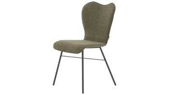 Vierfußstuhl Interliving aus Stoff in Grün Interliving Esszimmer Serie 5115 - Vierfußstuhl mit Stoff und Leder jadefarbenes Leder LD7830 & moosfarbener Bezug Sneak 59, umbraugraues Metall