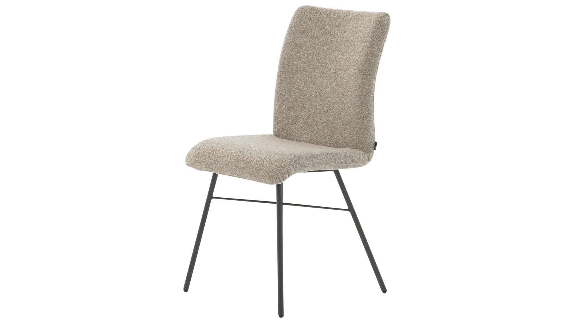 Vierfußstuhl Interliving aus Stoff in Weiß Interliving Esszimmer Serie 5115 - Vierfußstuhl mit kuscheligem Bezug naturweißer Bezug Alpine 01 & anthrazitfarbenes Metall