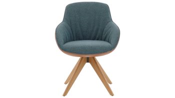 Polsterstuhl Interliving aus Stoff in Blau Interliving Esszimmer Serie 5115 - Armlehnstuhl in Stoff-Leder-Kombination sattelfarbenes Leder LD2015 & denimfarbener Bezug Alpine 153, Eiche