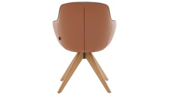 Polsterstuhl Interliving aus Stoff in Blau Interliving Esszimmer Serie 5115 - Armlehnstuhl Ravi Timber R28L sattelfarbenes Leder LD2015 & denimfarbener Bezug Alpine 153, Eiche