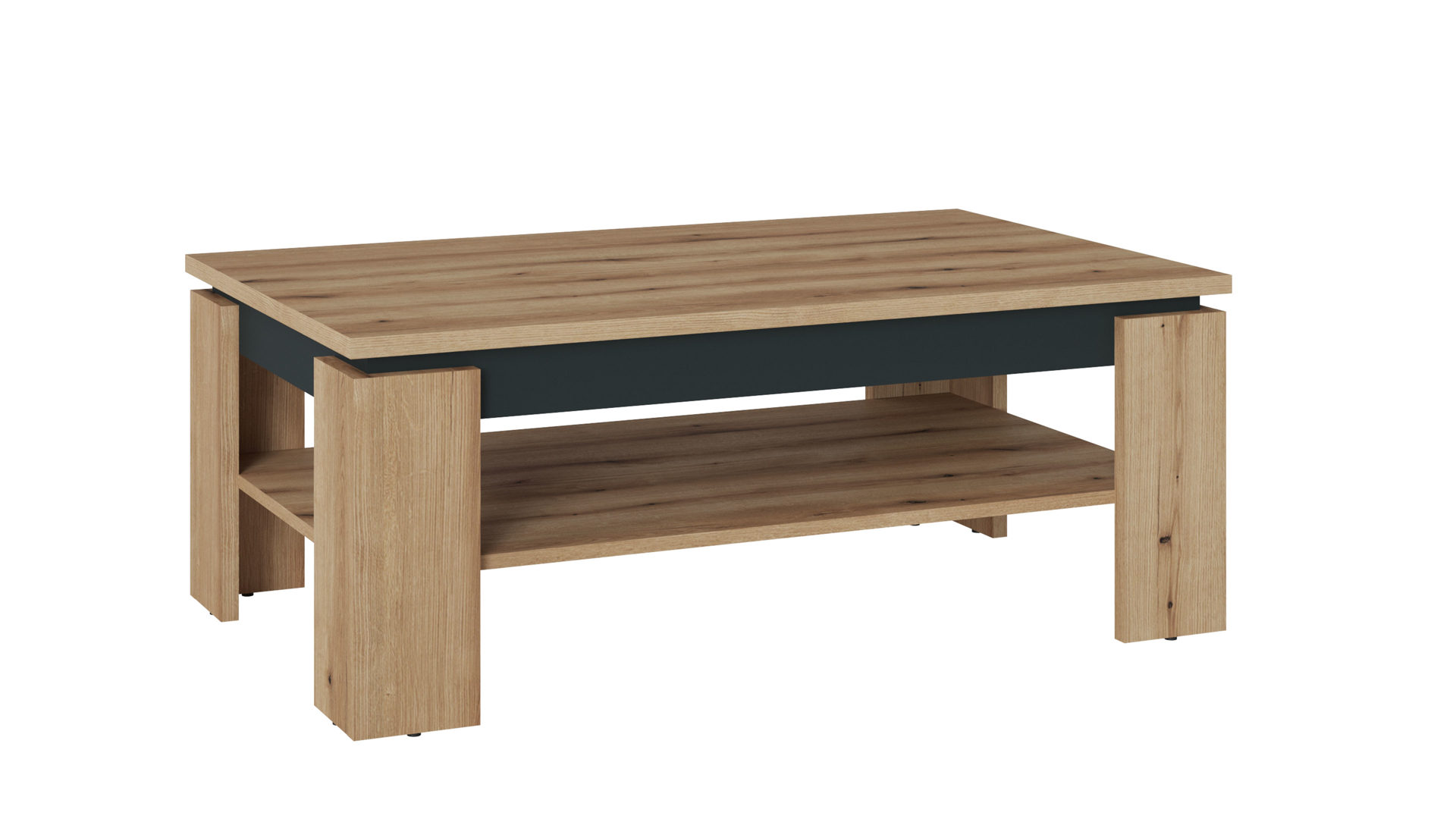 Couchtisch Wojcik aus Holz in Eiche Hell Wohnprogramm Corte - Couchtisch Coast Evoke Eiche & Kosmos Grau - ca. 110 x 67 cm