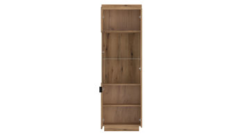 Vitrine Wojcik aus Holz in Eiche Hell Wohnprogramm Delamar - Vitrine Coast Evoke Eiche & Schwarz - Höhe ca. 198 cm