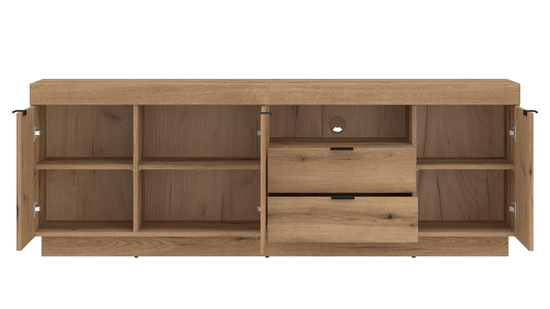 Lowboard Wojcik aus Holz in Eiche Hell Wohnprogramm Delamar - Lowboard Coast Evoke Eiche & Schwarz - ca. 186 x 67 cm