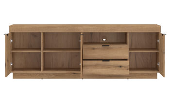 Lowboard Wojcik aus Holz in Eiche Hell Wohnprogramm Delamar - Lowboard Coast Evoke Eiche & Schwarz - ca. 186 x 67 cm