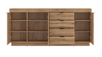 Sideboard Wojcik aus Holz in Eiche Hell Wohnprogramm Delamar - Sideboard Coast Evoke Eiche & Schwarz - ca. 186 x 86 cm