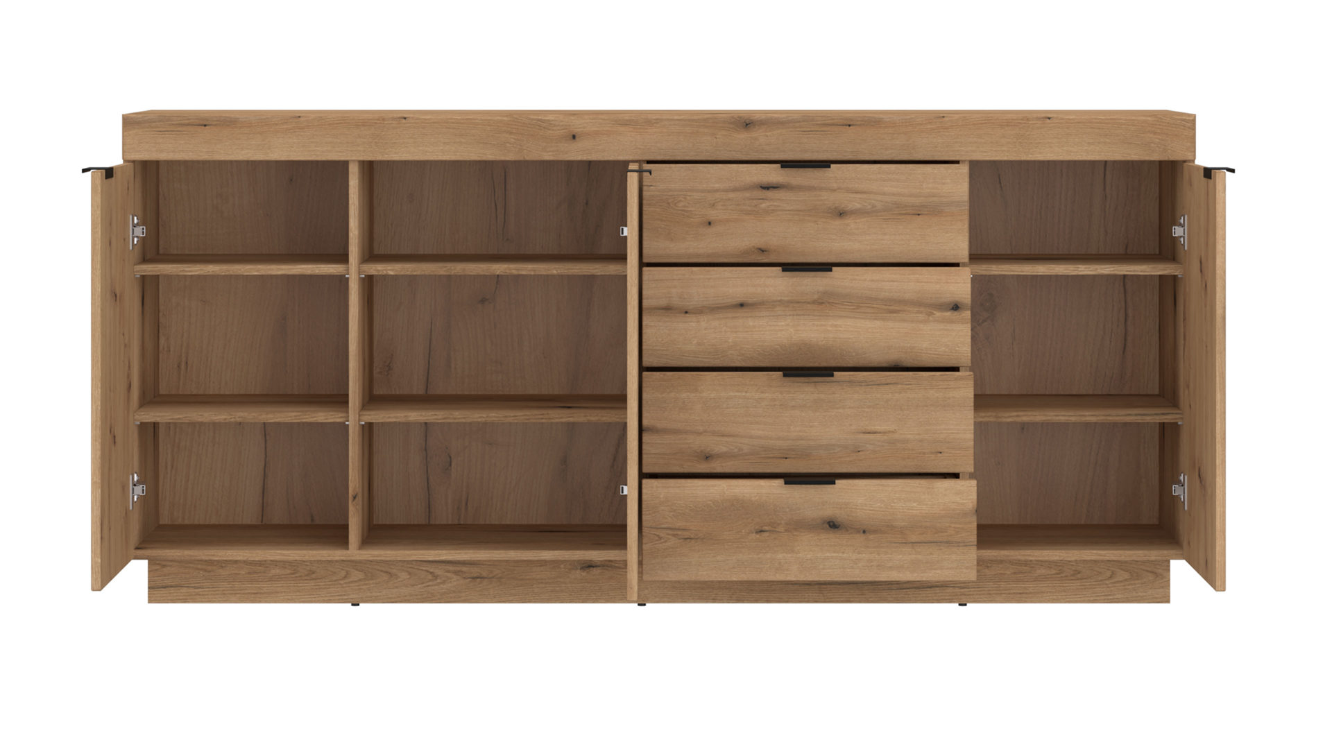 Sideboard Wojcik aus Holz in Eiche Hell Wohnprogramm Delamar - Sideboard Coast Evoke Eiche & Schwarz - ca. 186 x 86 cm