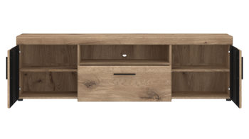 Lowboard Wojcik aus Holz in Eiche Hell Wohnprogramm Grano - Lowboard Viking Eiche & Kosmos Grau - ca. 185 x 56 cm