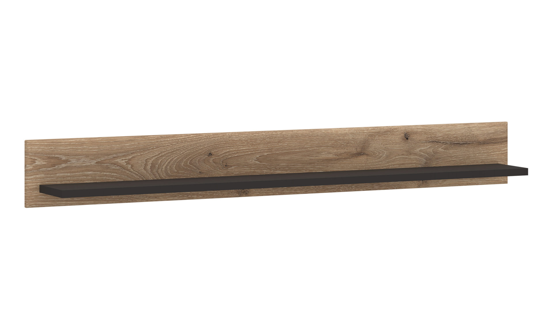 Wandregal Wojcik aus Holz in Eiche Hell Wohnprogramm Grano - Wandboard Viking Eiche & Kosmos Grau - Breite ca. 157 cm