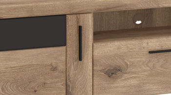 Lowboard Wojcik aus Holz in Eiche Hell Wohnprogramm Grano - Lowboard Viking Eiche & Kosmos Grau - ca. 185 x 56 cm