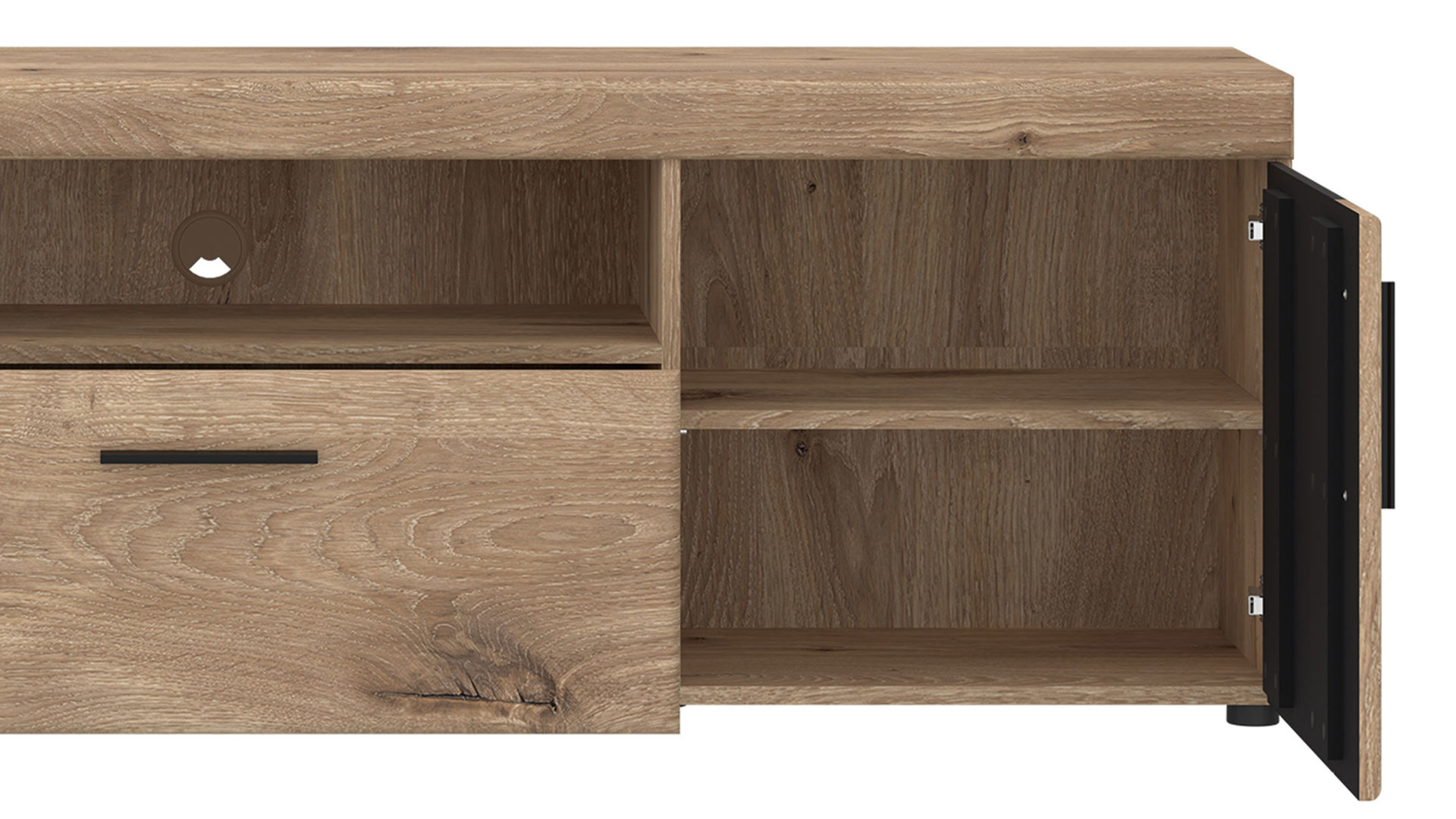 Lowboard Wojcik aus Holz in Eiche Hell Wohnprogramm Grano - Lowboard Viking Eiche & Kosmos Grau - ca. 185 x 56 cm