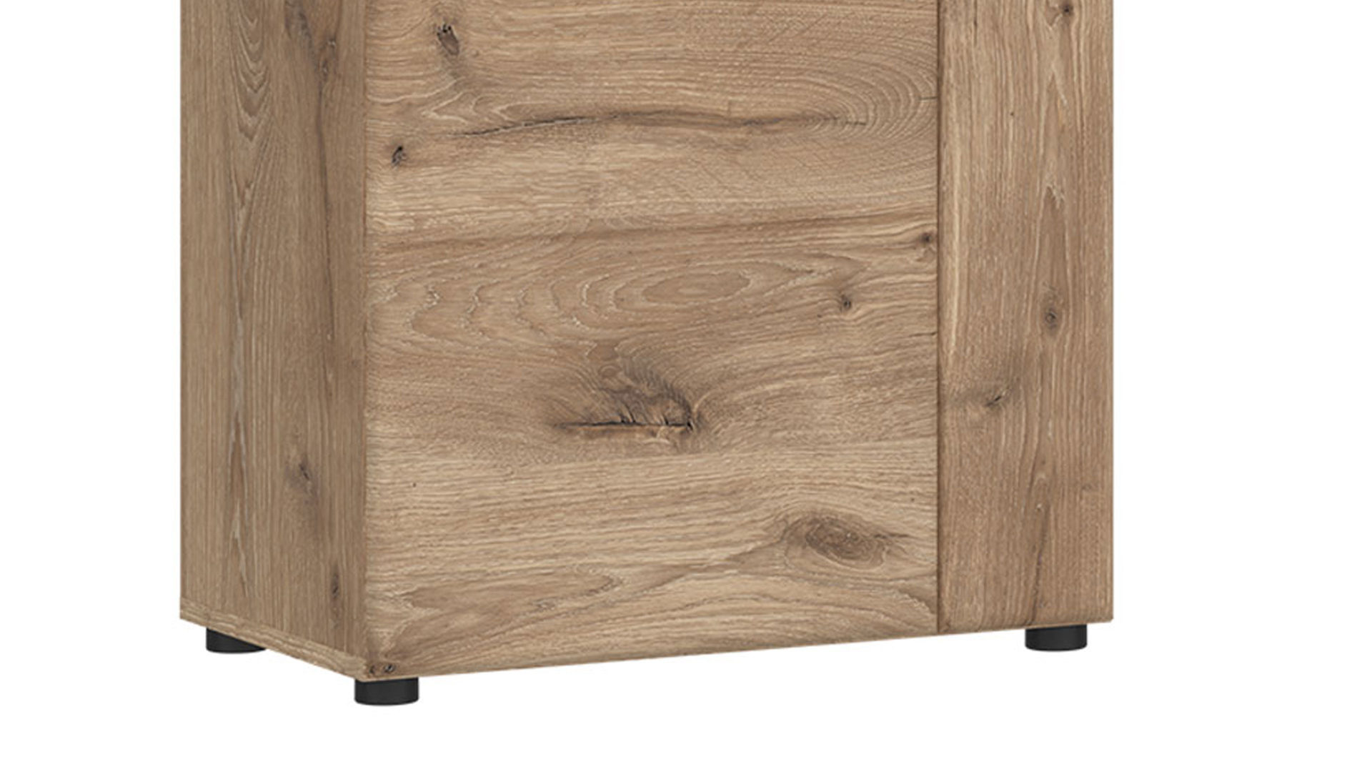 Vitrine Wojcik aus Holz in Eiche Hell Wohnprogramm Grano - Vitrine Viking Eiche & Kosmos Grau - Höhe ca. 195 cm