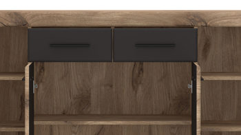Sideboard Wojcik aus Holz in Eiche Hell Wohnprogramm Grano - Sideboard Viking Eiche & Kosmos Grau - ca. 185 x 86 cm