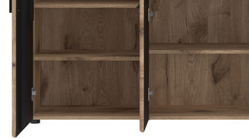 Sideboard Wojcik aus Holz in Eiche Hell Wohnprogramm Grano - Sideboard Viking Eiche & Kosmos Grau - ca. 185 x 86 cm