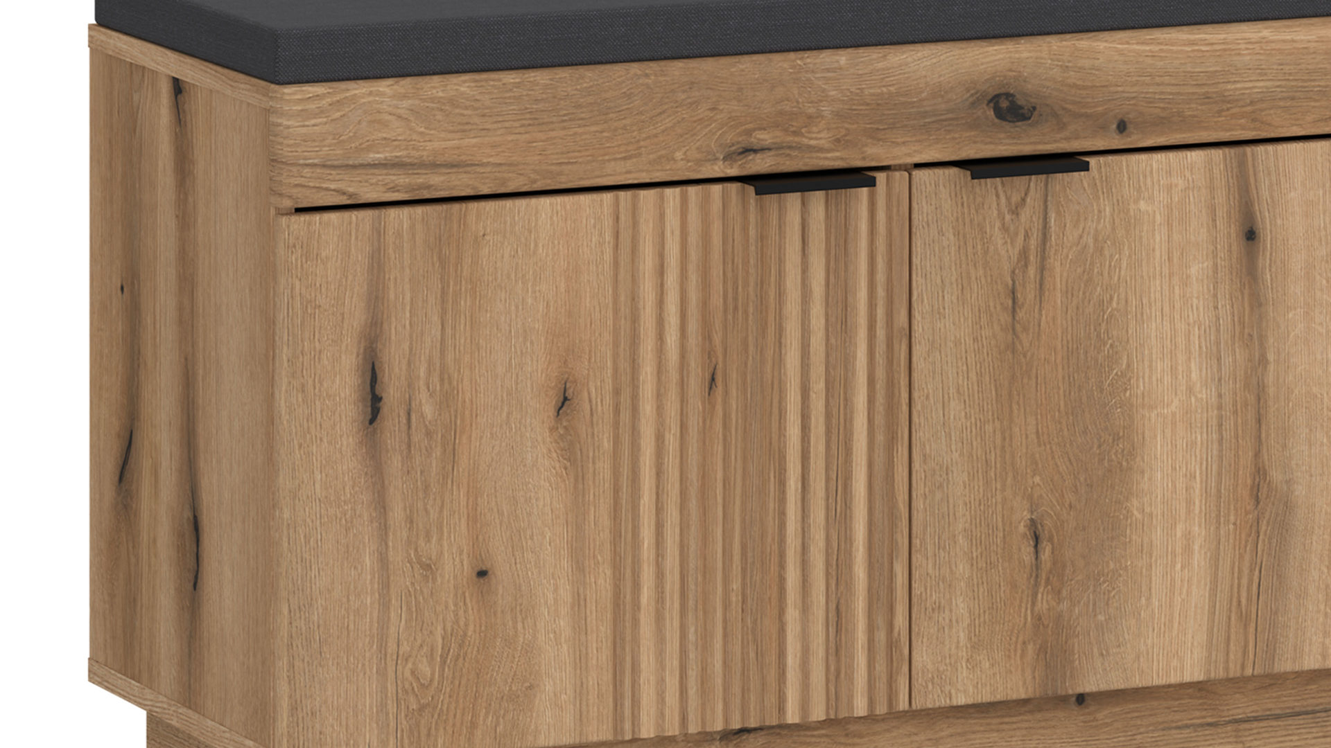 Garderobenbank Wojcik aus Holz in Eiche Hell Garderobenprogramm Delamar - Garderobenbank Coast Evoke Eiche & Schwarz - ca. 88 x 58 cm