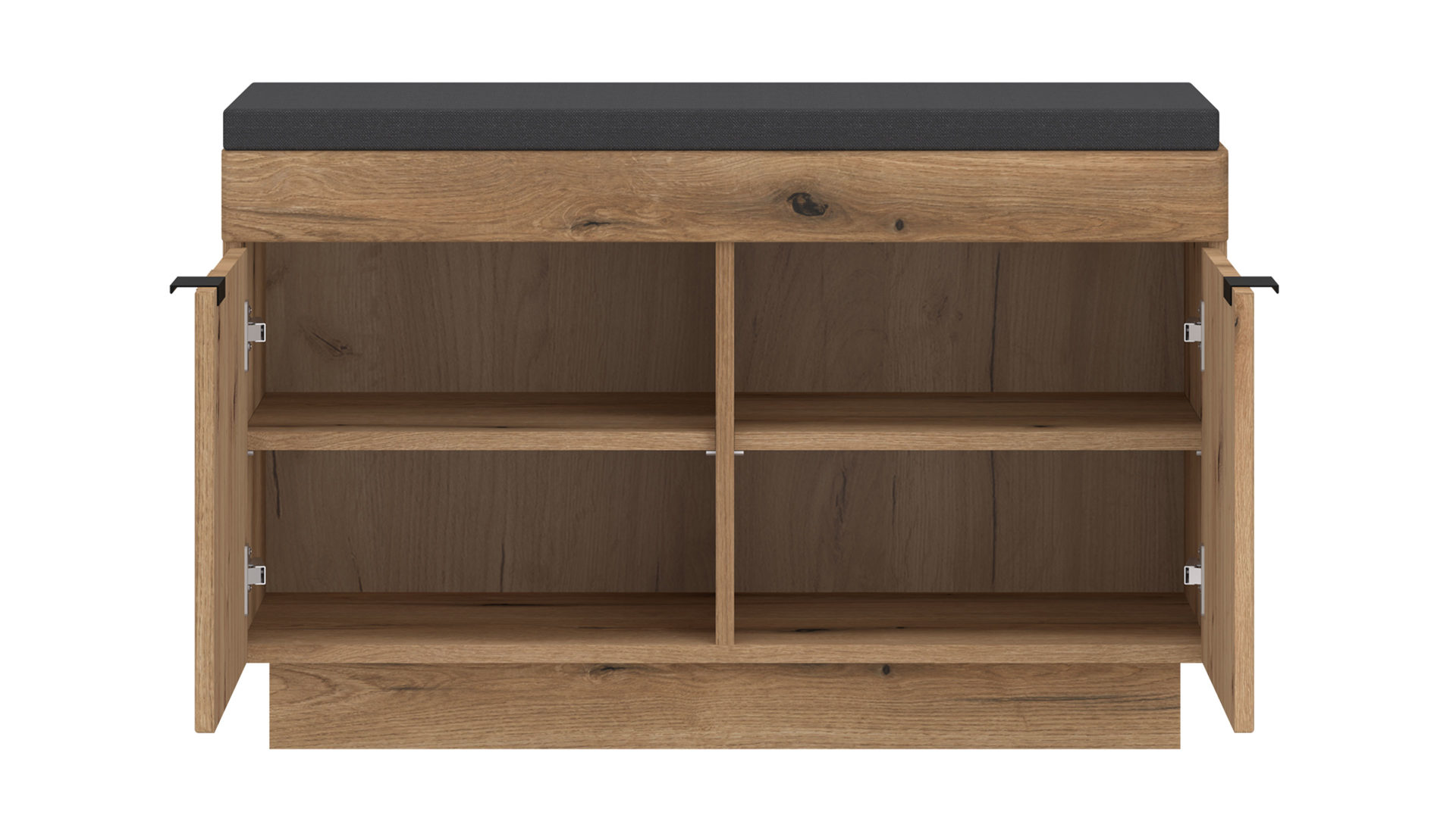 Garderobenbank Wojcik aus Holz in Eiche Hell Garderobenprogramm Delamar - Garderobenbank Coast Evoke Eiche & Schwarz - ca. 88 x 58 cm