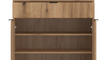 Kommode Wojcik aus Holz in Eiche Hell Garderobenprogramm Delamar - Kommode Coast Evoke Eiche & Schwarz - ca. 88 x 93 cm