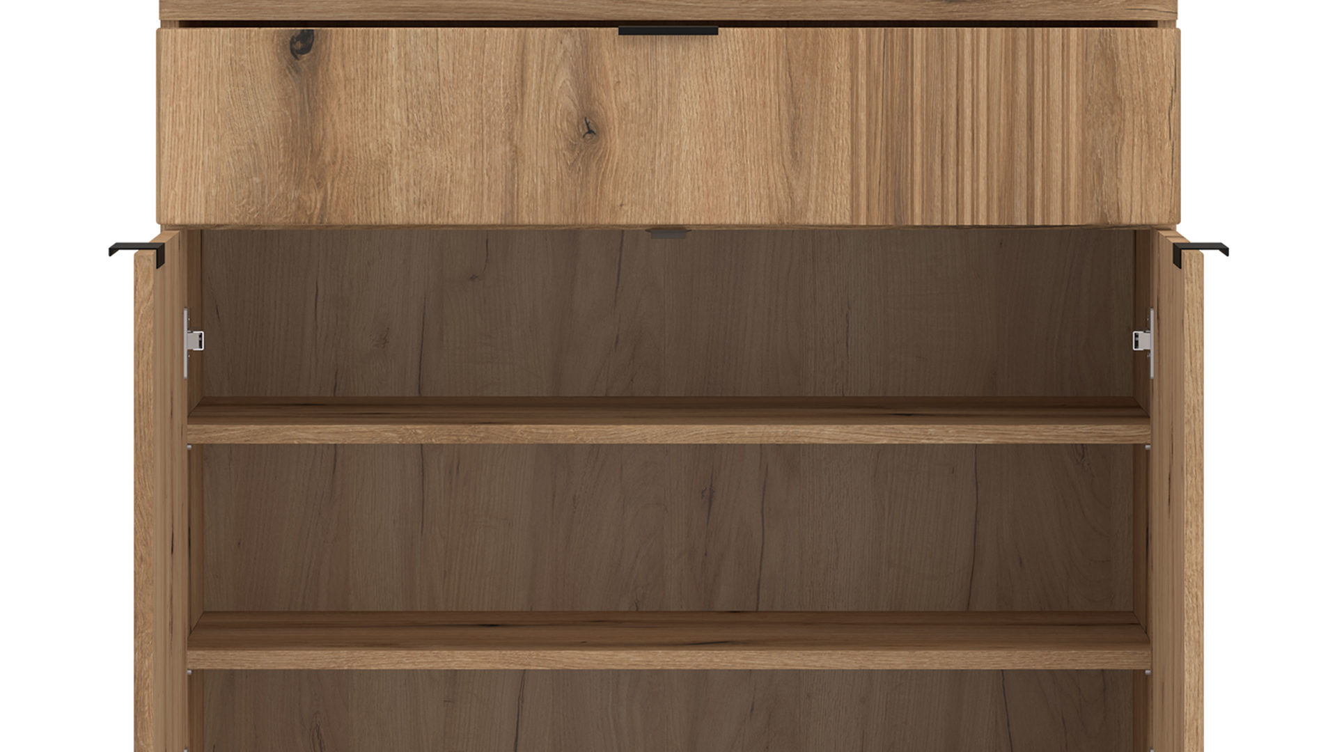 Kommode Wojcik aus Holz in Eiche Hell Garderobenprogramm Delamar - Kommode Coast Evoke Eiche & Schwarz - ca. 88 x 93 cm