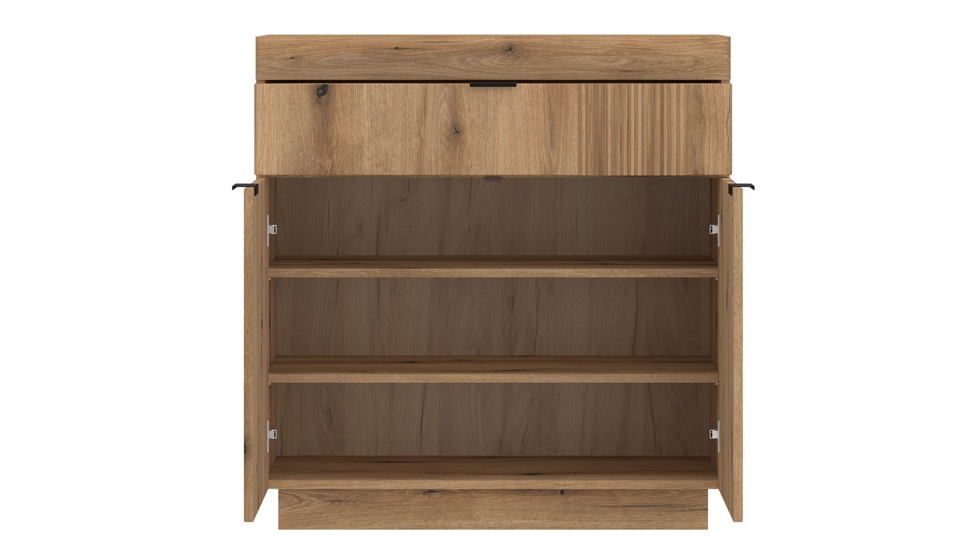 Kommode Wojcik aus Holz in Eiche Hell Garderobenprogramm Delamar - Kommode Coast Evoke Eiche & Schwarz - ca. 88 x 93 cm