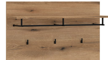 Wandgarderobe Wojcik aus Holz in Eiche Hell Garderobenprogramm Delamar - Garderobenpaneel Coast Evoke Eiche & Schwarz - ca. 88 x 87 cm