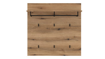 Wandgarderobe Wojcik aus Holz in Eiche Hell Garderobenprogramm Delamar - Garderobenpaneel Coast Evoke Eiche & Schwarz - ca. 88 x 87 cm