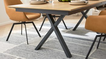 Esstisch Interliving aus Holz in Holzfarben Interliving Esszimmer Serie 5112 - Esstisch goldbraune Halifax Eiche & anthrazitfarbenes Metall - ca. 220 x 100 cm