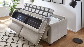 Schlafsofa Bali aus Stoff in Beige Schlafsofa Florenz beiger Bezug 2504 & Holzfüße 673 - Breite ca. 188 cm